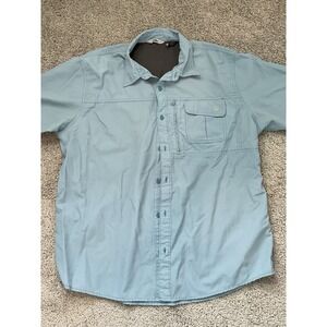 Wrangler Men's Blue Nylon Vented Outdoor Short Sleeve Button-down Shirt XL
